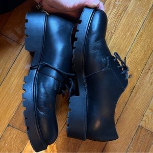 Vagabond chunky derby shoes, black leather, women’s 9